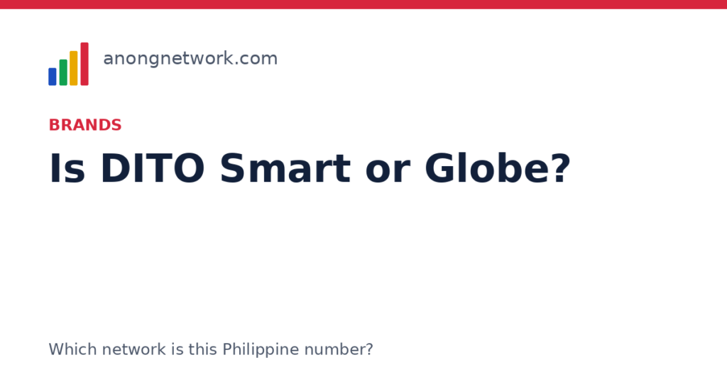 Is DITO Smart or Globe? Neither: DITO is its own network - anongnetwork.com